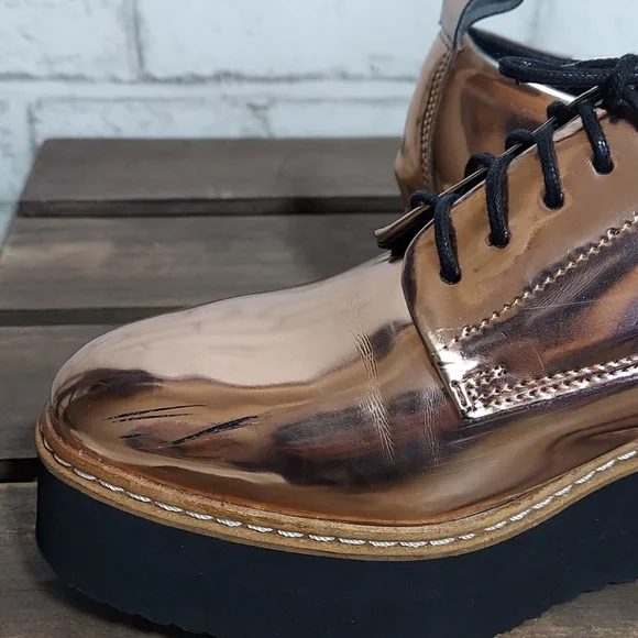 Shelly's London rose gold metallic platform loafer - Picture 8 of 16